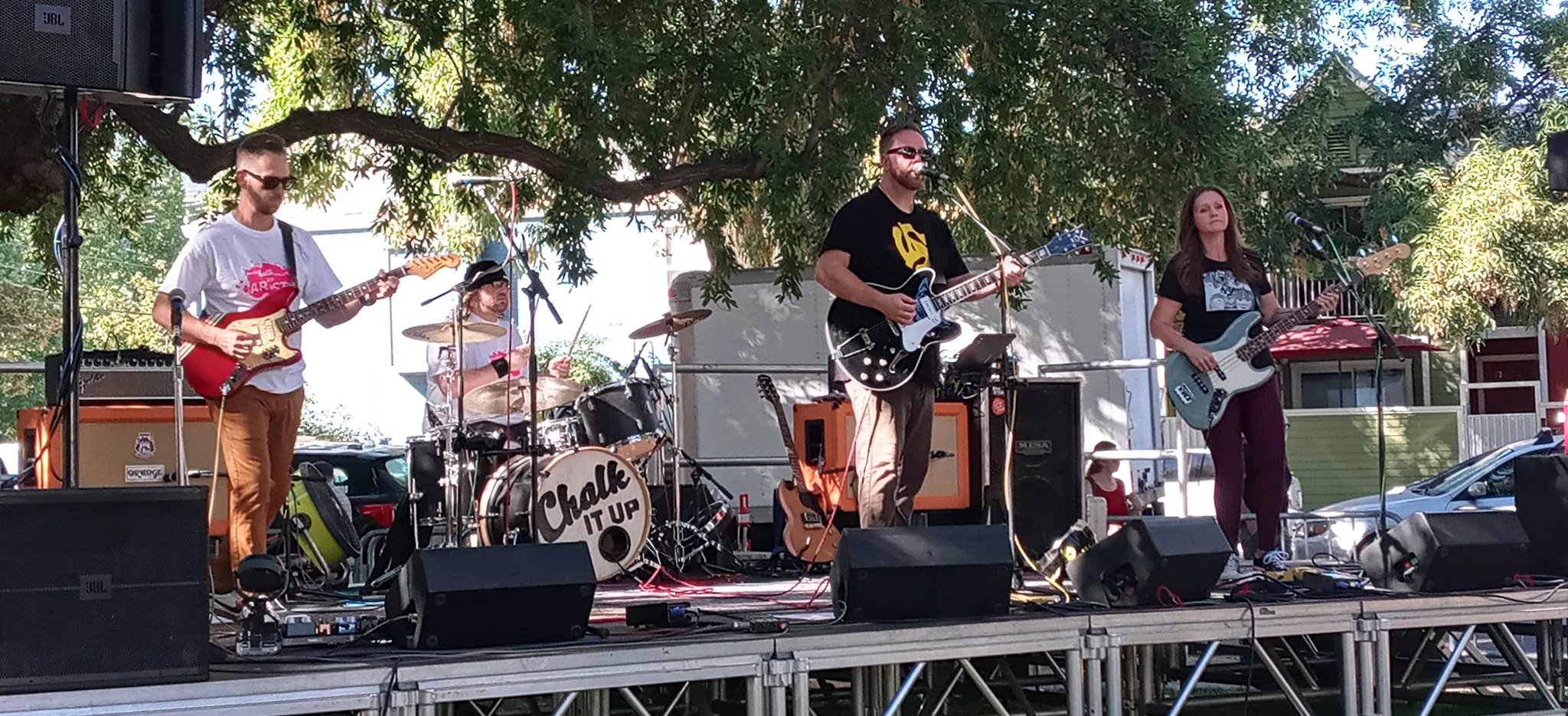 The Lucky Shots performing live at the Chalk It Up Art and Music Festival in Sacramento, 2024